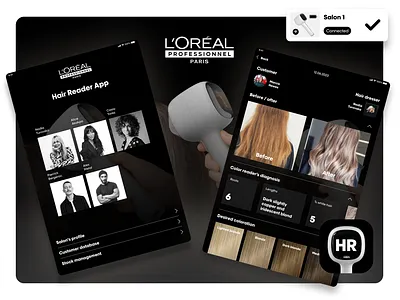 MY HAIR READER app app color diagnosis hair ipad loréal pro ui design ux design
