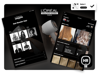 MY HAIR READER app app color diagnosis hair ipad loréal pro ui design ux design