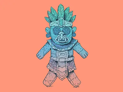 Button - Inktober day 22 art button cartoon character character design design doll drawing illustration inktober inktober 2025 tlaloc