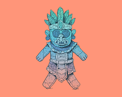 Button - Inktober day 22 art button cartoon character character design design doll drawing illustration inktober inktober 2025 tlaloc