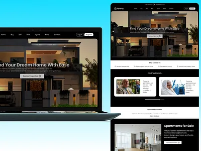 Real Estate Website Concept — Building Trust Through Design agent app redesign figma house landing modern page real estate simple sleek ui userflow ux web design xd