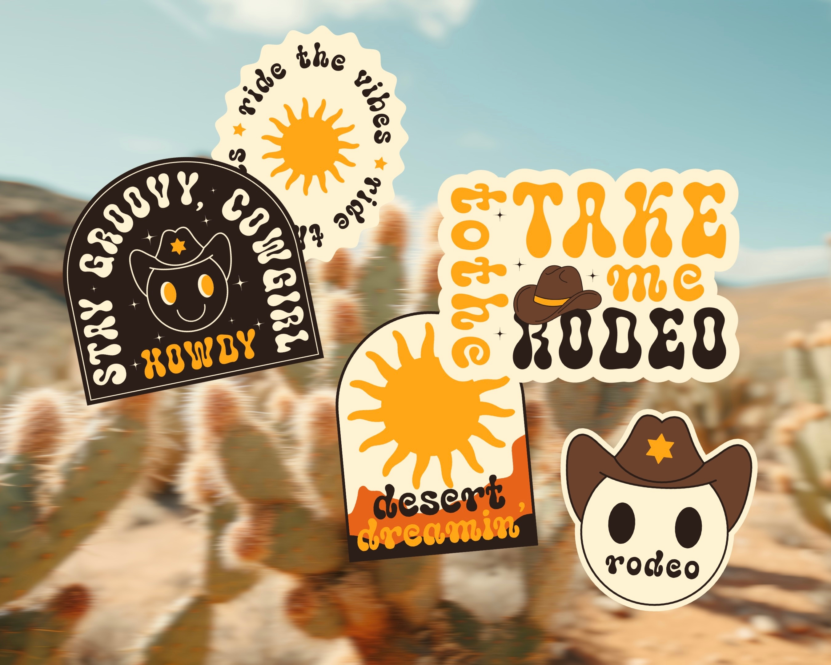 Set of Retro Rodeo Stickers symbol