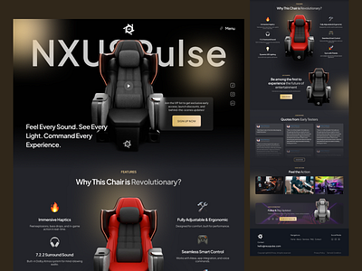 NXUSPulse – Immersive Experience Chair Landing Page 3d branding business graphic design ui uiux web design