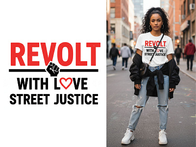 Revolt with Love Street Justice Typography T-Shirt Design statement clothing