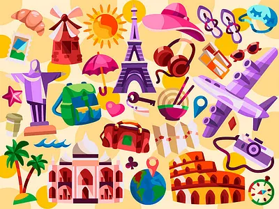 TravelStuffPattern black branding design graphic design illustration logo t shirt ui ux vector