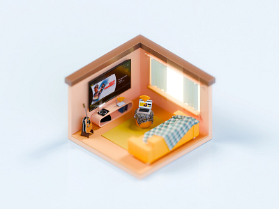 3d Lounge area 3d 3d animation 3d art 3d illustration animation blender branding cozy design digital art illustration internet isometric motion graphics room tv wifi