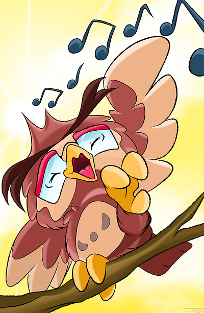 a nerdy owl singing away in the early morning art avian bird owl