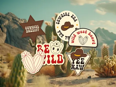 Set of Retro Rodeo Stickers symbol