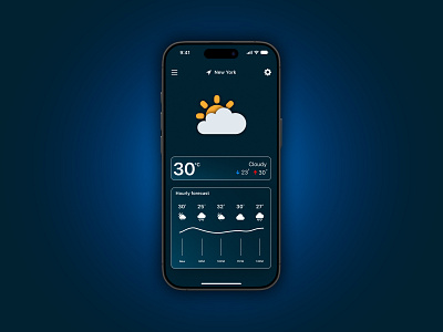 Minimal Dark Weather App UI #DailyUI app dailyui graphic design mobile mobileui ui ux weatherapp