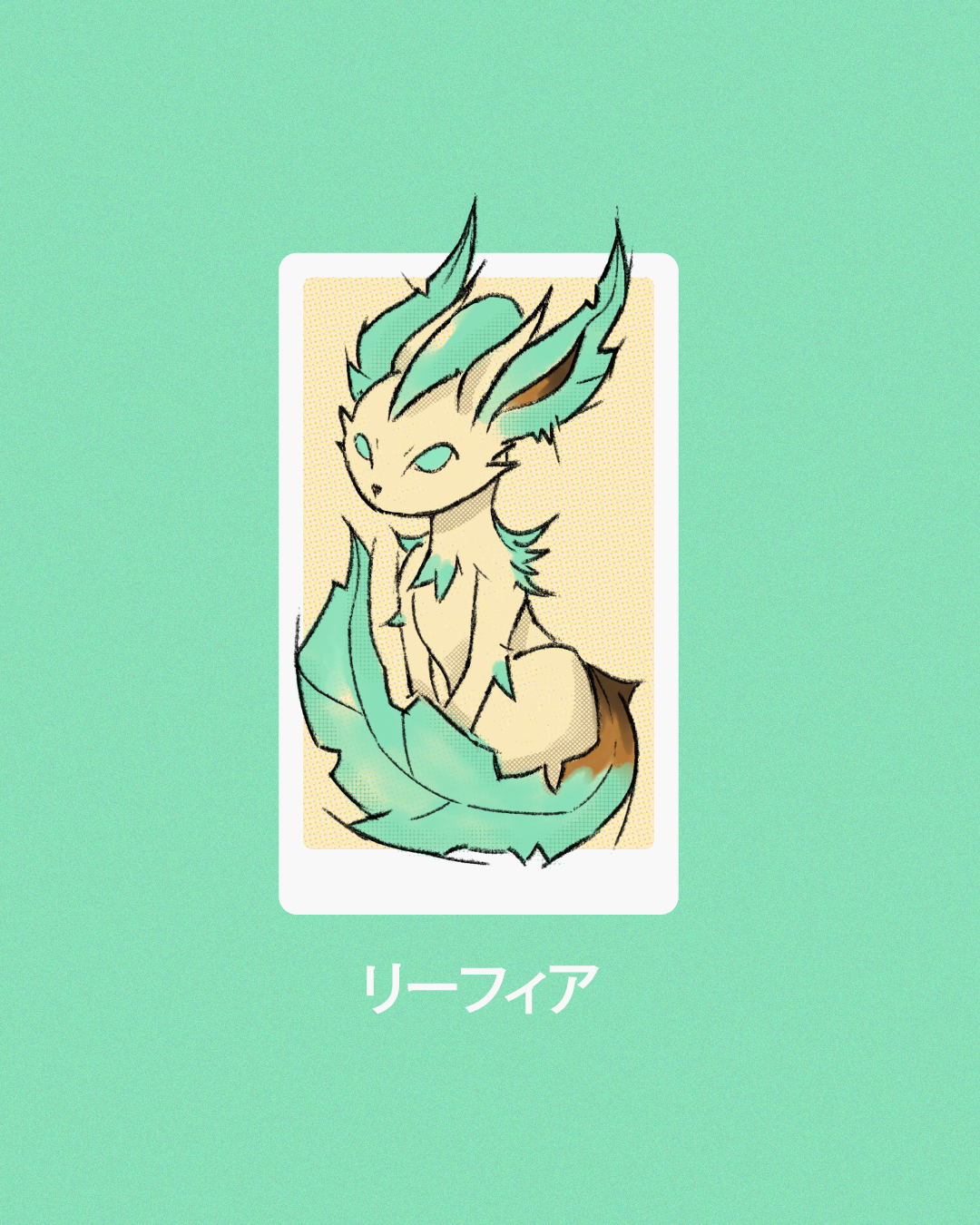 PKM TGC: Leafeon adobe fresco card carloacutis digital art illustration leafeon nintendo pokedex pokemon sketch tcgpokemon wacom