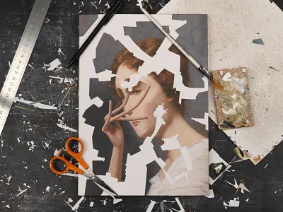 A prison of my own design collage dribbble illustration paper paper collage portrait scissors studio