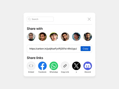 Share Modal card clean minimal modal product design project share sharing ui ux