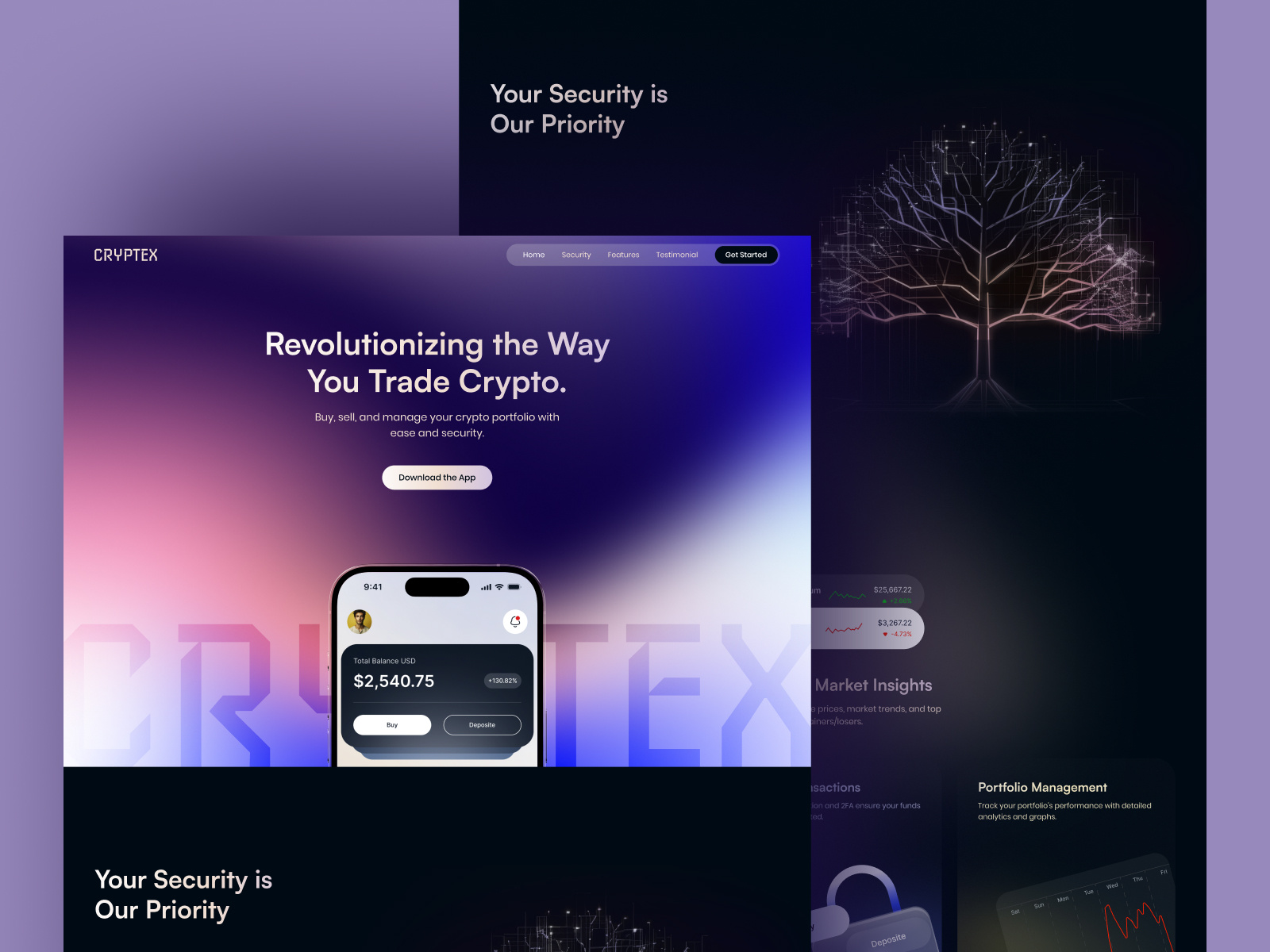 Cryptocurrency Website UI/UX Design branding crypto crypto landing page crypto website cryptocurrency graphic design landing page logo motion graphics ui uiux user experience user interface ux design