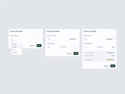 Override Currency Exchange Rate Modal clean currency exchange finance fx modal ui