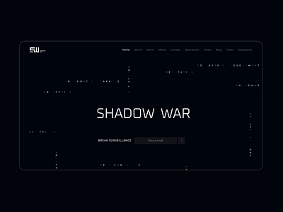 Shadow War — Website Landing Scroll blockchain branding graphic design