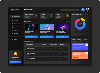 Edututs – Learning Dashboard UI edtech landing page saas template ui