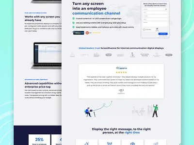 Landing Page for Screenfluence a Digital Signage Solution b2b saas landing page landing page design ppc saas