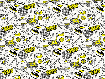 Waffle House Pattern breakfast coffee design egg food handmade illustration lettering pattern repeat repeat pattern restaurant texture type typography waffle waffle house