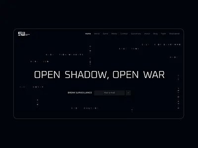 Shadow War — Website Hero scroll animation branding