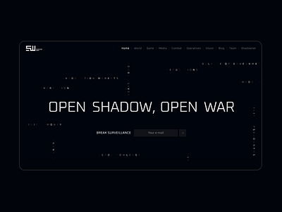 Shadow War — Website Hero scroll animation branding