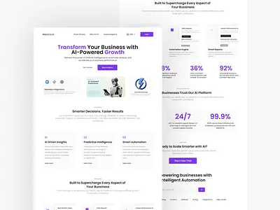 AI Business Growth Platform Modern Landing Page UI ai landing page ai website artificial intelligence business landing page clean ui digital business figma design marketing website design minimal landing page modern website design product landing page responsive web design saas landing page saas website design startup website tech landing page ui case study ui ux design web ui design website redesign