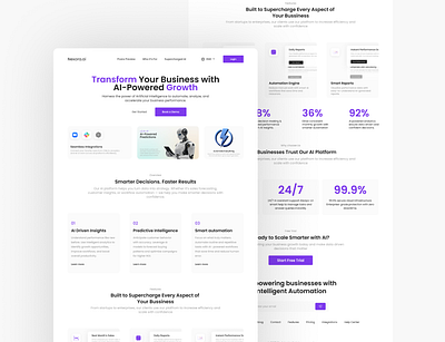 AI Business Growth Platform Modern Landing Page UI ai landing page ai website artificial intelligence business landing page clean ui digital business figma design marketing website design minimal landing page modern website design product landing page responsive web design saas landing page saas website design startup website tech landing page ui case study ui ux design web ui design website redesign