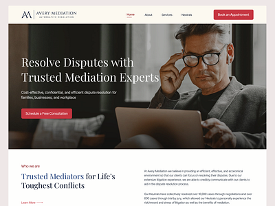 Avery Mediation Website Design ⚖️ attorneywebsite landingpage lawfirmbranding lawfirmdesign lawyerwebsite legalpeel legalpeeldesign legalux legalwebsite minimualui modernlandingpage proffesionalwebsite ui uidesign uiuxdesign