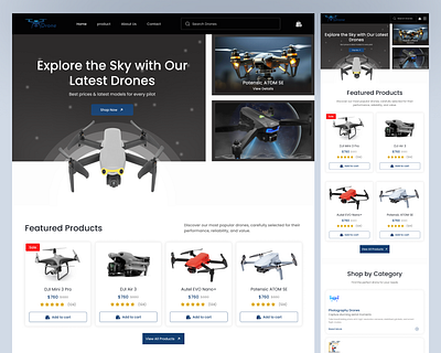 Drone E-Commerce Website droneshop dronestore dronewebsite ecommerceui landingpage onlinestore techdesign uxuidesign websitedesign