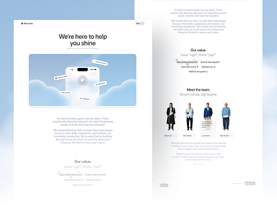 Rezume - AI Resume Builder App [About Us Page] about about us about us page clean design minimalist modern resume builder resume builder about us resume builder about us page ui ux web web design website