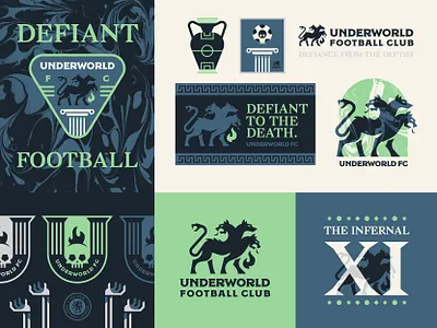 Underworld FC badge branding cerberus crest football greek illustration logo mythology skull soccer underworld