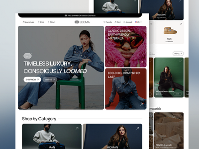 Fashion E-Commerce Landing Page - LOOMA clothes design clothing e commerce ecommerce fashion fashion design landing page landingpage minimalistic modern shop shopify ui design web design