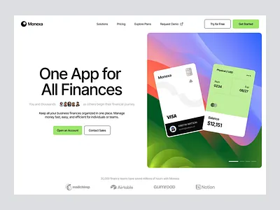 Monexa - Digital Fintech Platform banking company design digital elementor finance fintech framer landing money page platform saas software transfer ui webflow website wordpress