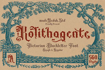 Kolithagente Blackletter Font blackletter book cover font brand identity classic blackletter display typeface elegant typeface headline typeface historical font invitation font logotype metal font modern blackletter tattoo font typography vintage typeface web font wedding typeface whiskey font label