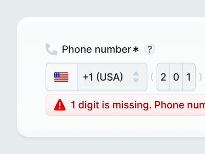 Phone Number Input Error State Updates america code country detail error flat icon input number phone shadow simple subtle text ui usa ux