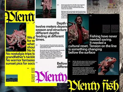 Plenty Fish bold brutalist editorial graphic design landing page minimalistic motion graphics swiss type typography ui