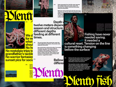 Plenty Fish bold brutalist editorial graphic design landing page minimalistic motion graphics swiss type typography ui
