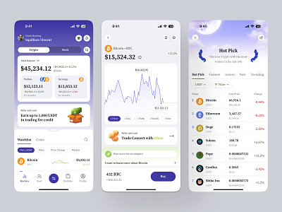 Kleepto – Crypto Exchange Mobile App app bitcoin blockchain app btc clean interface crypto exchange cryptocurrency ui digital wallet etherium finance dashboard fintech app minimal design mobile mobile ui modern ui real time analytics trading app ui uiux design ux ui design