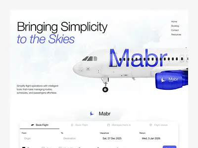 Mabr - Flight Booking Website agent airline airport aviation booking clean ui destination flight flight booking holiday landing page landing page design modern website travel traveling ui ui design web design website website design