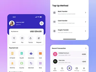 Personal Finance Wallet App app app design app ui banking finance finance app financial fintech fintech app ios mobile app money online banking payment app personal wallet app topup transfer ux wallet wallet app