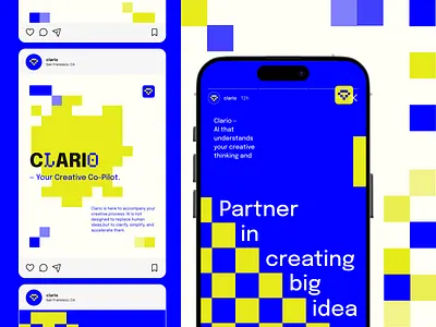 CLARIO - AI Co-Pilot Startup Social Media Instagram Feeds Design ads ai logo bold brand implementation branding design elegant feeds design graphic design icon illustration instagram design instagram post modern professional social media design startup startup logo startup social media visual identity