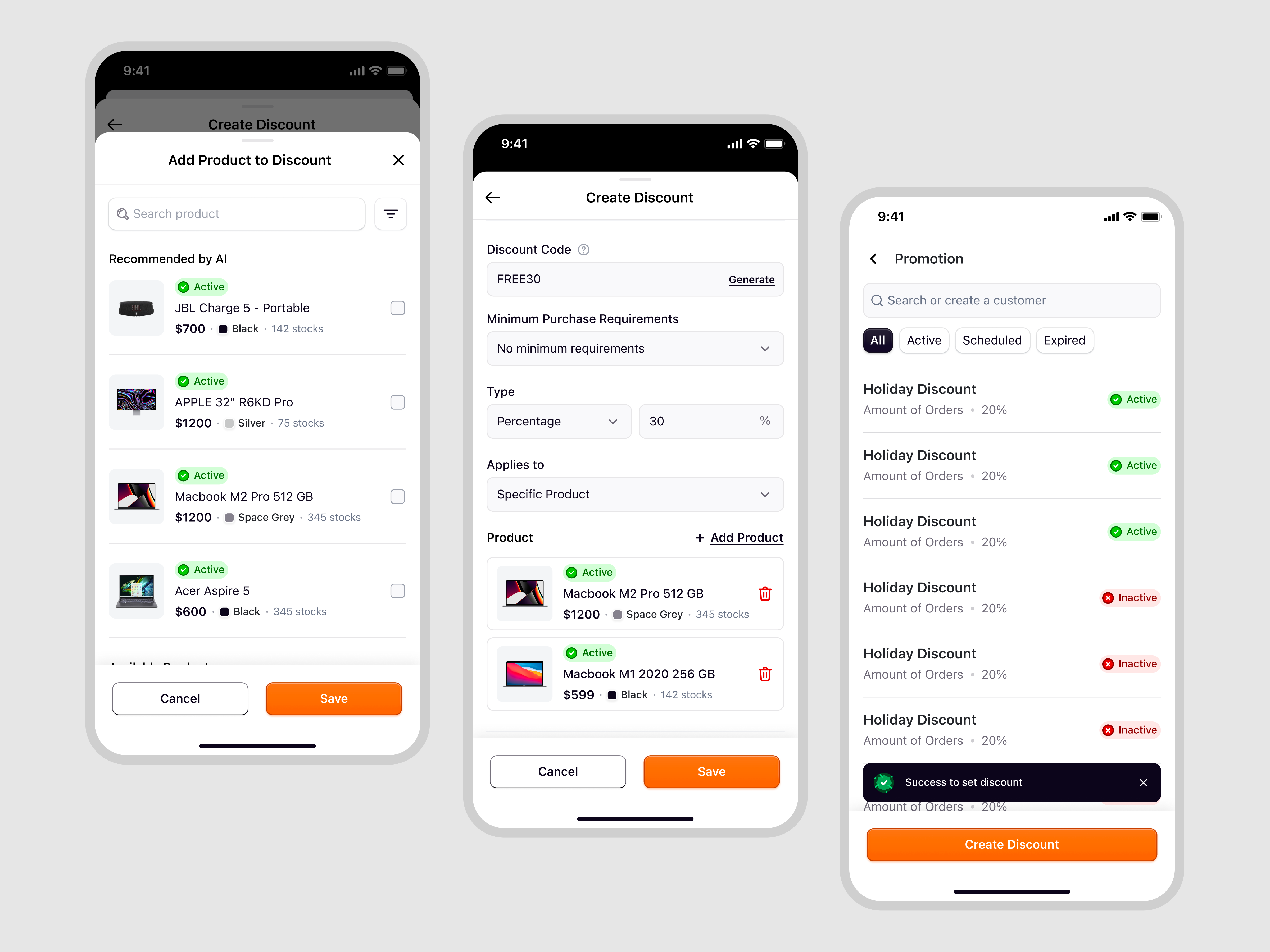 Ecomiq — Create and Manage Discounts for Mobile E-commerce crm dashboard discount ecommerce marketplace mobile app mobile design online shop online store order management product design promotion saas saas design ui ui design ux web builder