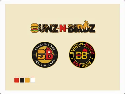 Bunz n Birds — Fast Food Burger Joint Logo art branding burger design fast food food graphic design illustration logo mockup restaurant typography ui ux vector