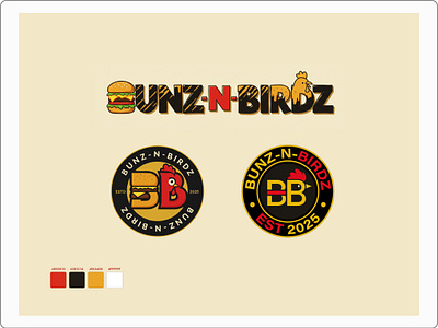 Bunz n Birds — Fast Food Burger Joint Logo art branding burger design fast food food graphic design illustration logo mockup restaurant typography ui ux vector