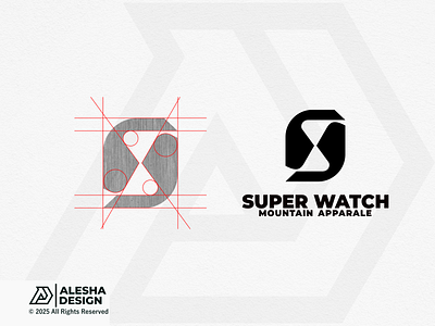 Super Watch Logo Design for Sale apparel awesome branding design flat logo initial initials logo luxury minimalistic modern mountain s initial s logo startup stopwatch super time timer watch