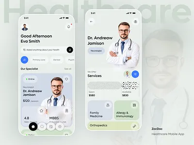 ZocDoc - AI Healthcare Mobile App ai app design doctor app doctor appointment doctor booking app healthcare medical medical care mobile app online doctor online doctor booking