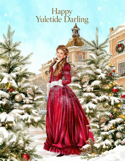 Happy Yuletide Darling cover art work graphic design historical romance yuletide