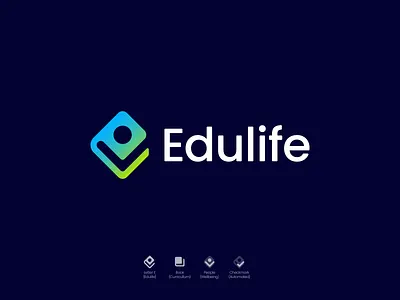 Edulife - Logo Design automated book branding checkmark company curriculum development education letter e life logo design logomark modern people personal simple student support symbol wellbeing
