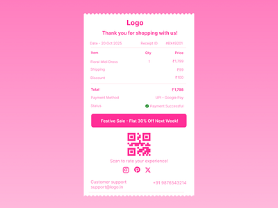 Daily UI #017 | Purchase Receipt 017 appdesign appui cleandesign dailyui dailyuichallenge design figmadesign minimalui purchasereceipt receipt ui uidesign
