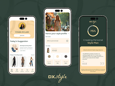 DX Style | AI Stylist ai fashion ai styling clean ui clothing app designinspiration fashion app fashion tech figma interface design ios design minimal ui mobile app design modern interface outfit generator product design style app ui ux ux design virtual tryon wardrobe app