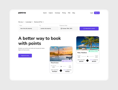 point.me - landing page design booking system destination page experience detail page flight booking hotel booking landing page travel travel booking travel landing page travel website trip planner website redesign